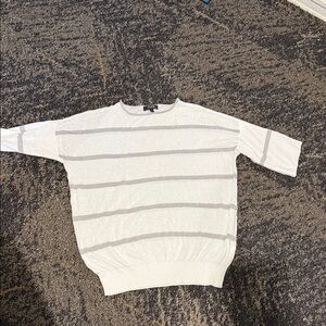 Lightweight White & Light Gray Striped Sweater